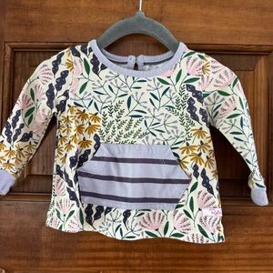 Ruffle Butts Shirt Girls 6-12m Purple Floral Kangaroo Pocket Top